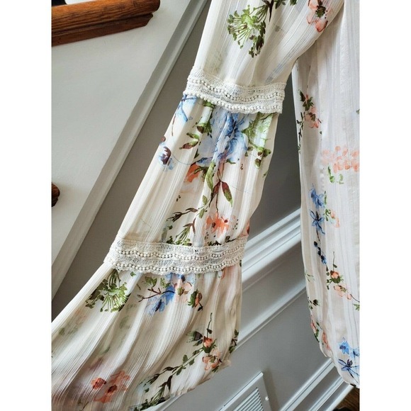 One Love Women's Multicolor Polyester Round Neck Long Sleeve Ruffle Top Size S - Picture 10 of 11